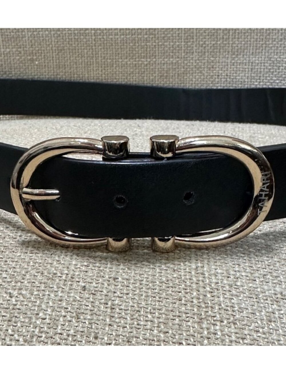 Tahari Black Leather Belt With Gold Tone Buckle Size Large
